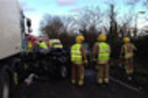 PICTURES: Serious crash and overturned lorry keeps A17 near...